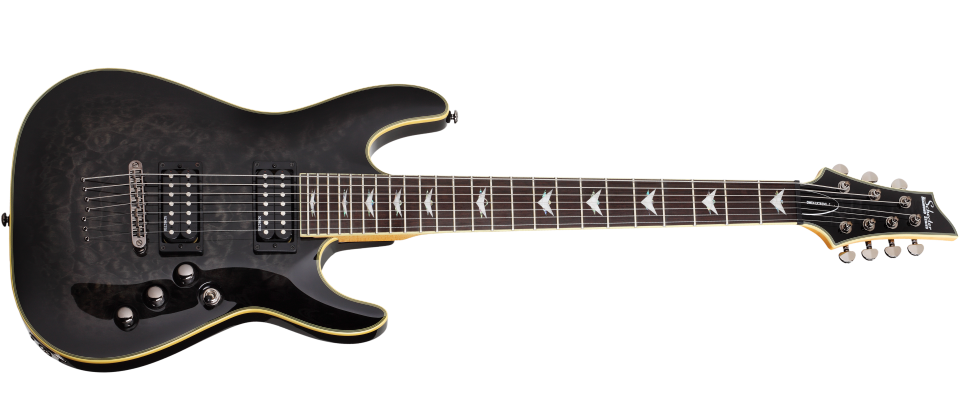 Schecter OMEN-EXT-7-STBLK See Thru Black Guitar with Schecter Diamond Plus 2007-SHC