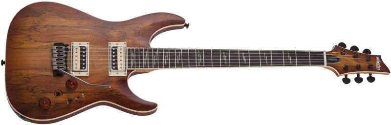 Schecter C-1 Exotic Spalted Maple Electric Guitar, Satin Natural Vintage Burst 3338-SHC