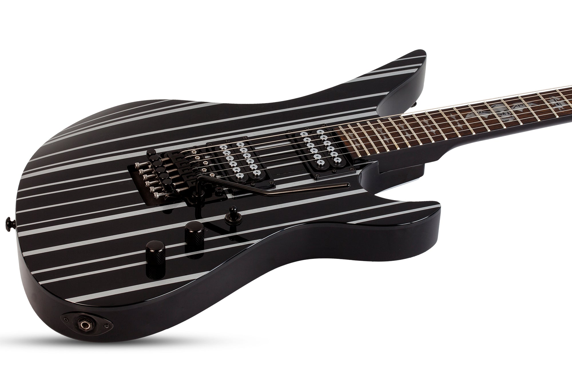 Schecter Synyster Standard 6-String Electric Guitar Gloss Black with Silver Pin Stripes 1739-SHC - The Guitar World
