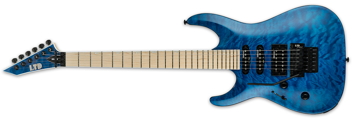 ESP LTD MH-203QM SEE THRU BLUE LEFT-HANDED - The Guitar World