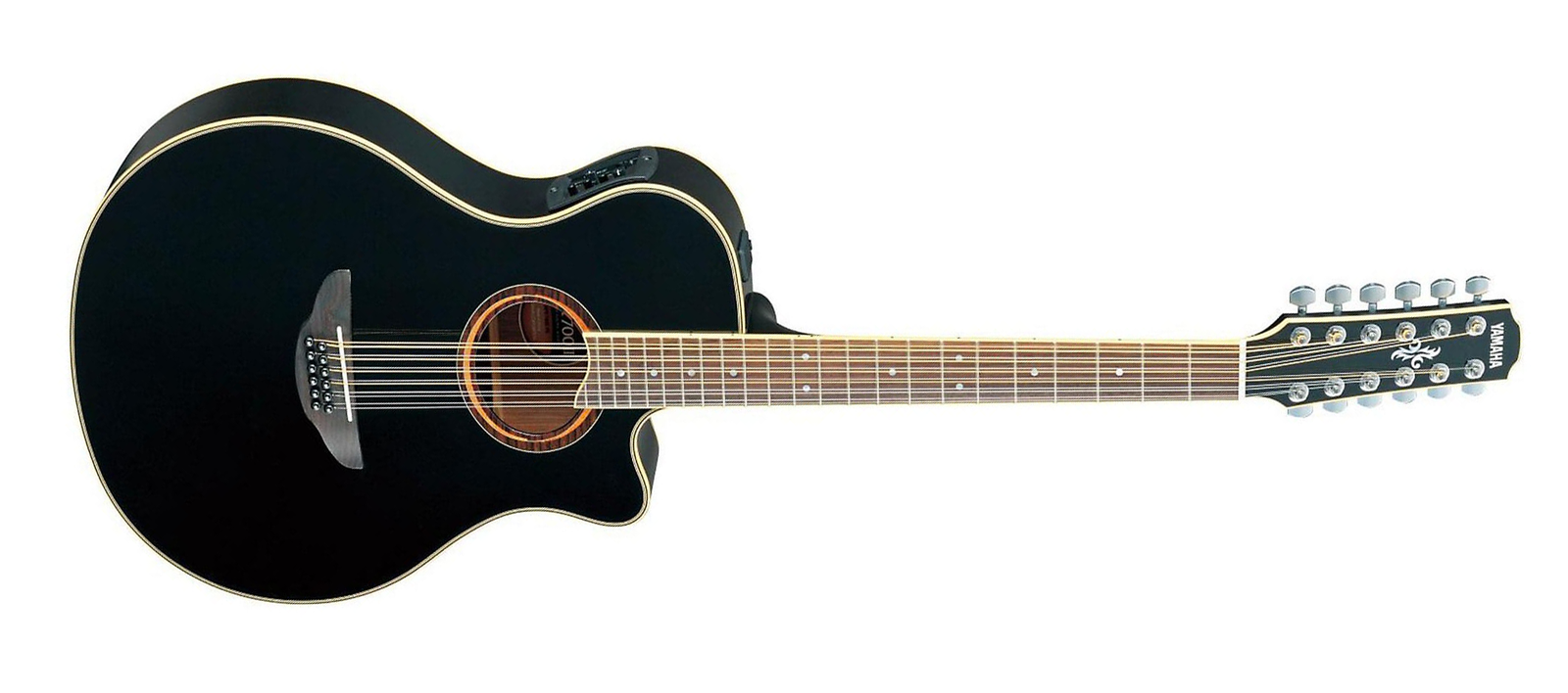 Yamaha APX700II-12 BL Thin-Line 12-String RH Acoustic Electric Guitar-Black