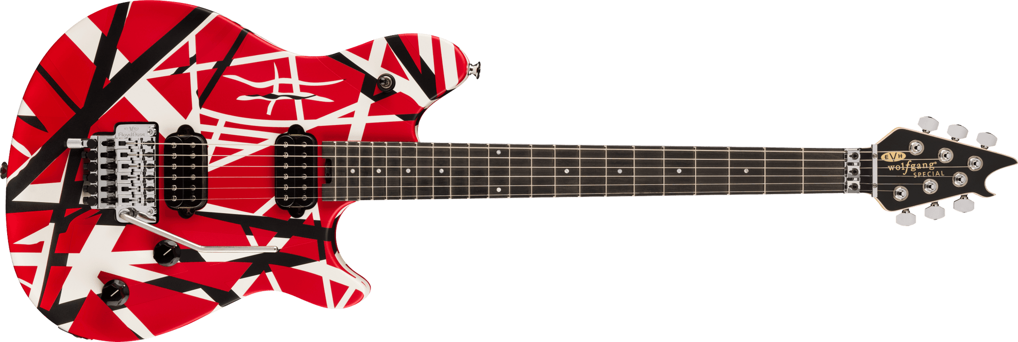 EVH Wolfgang Special Striped Series Ebony Fingerboard Satin Red, Black, and White 5107702315