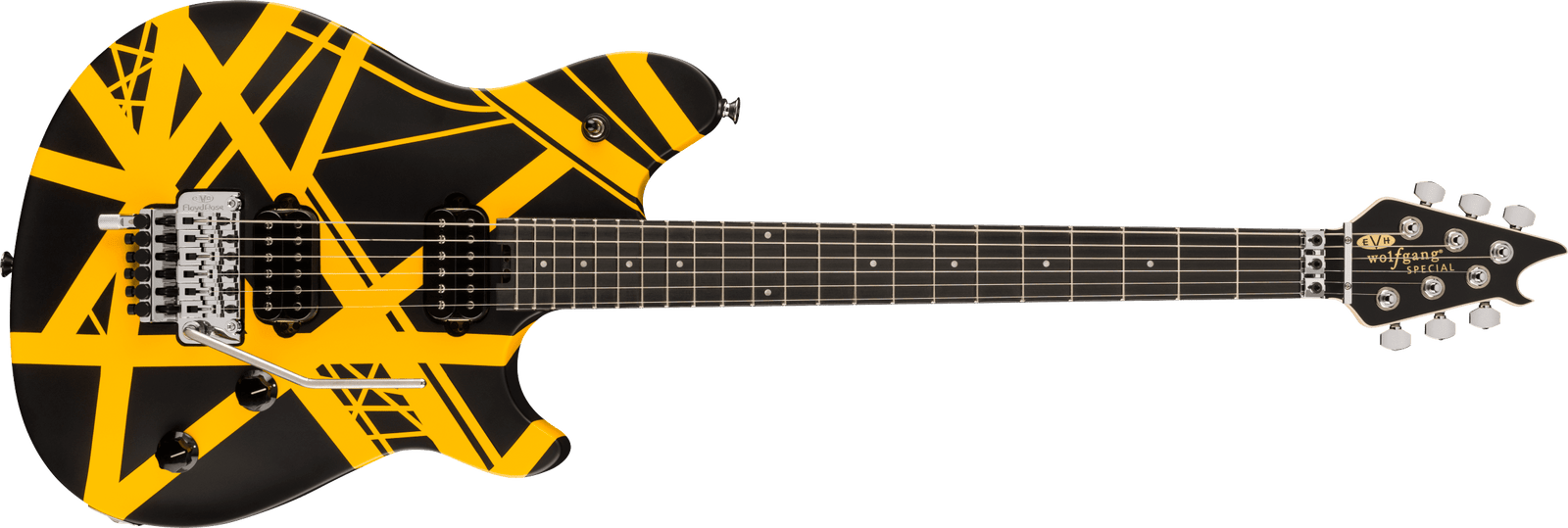 EVH Wolfgang Special Striped Series Ebony Fingerboard Satin Black and Yellow 5107702316