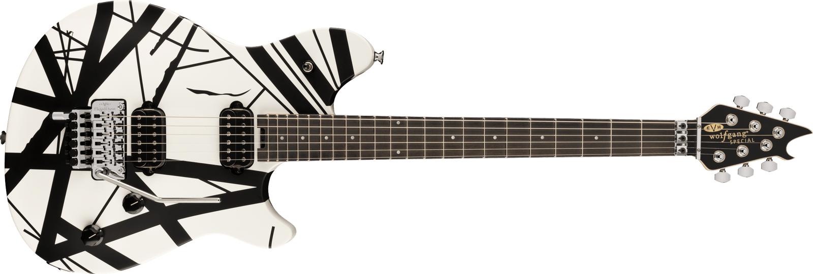 EVH Wolfgang Special Striped Series Ebony Fingerboard Satin Black and White 5107702317