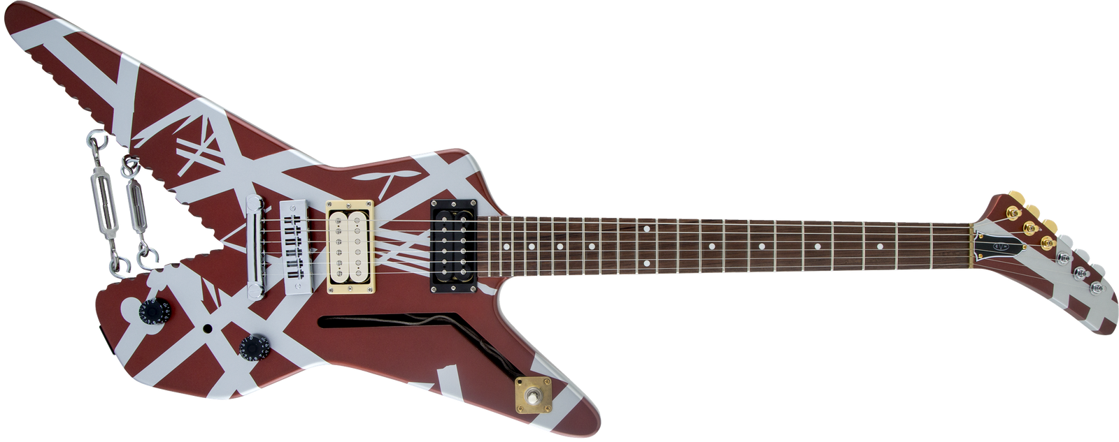 EVH Striped Series Shark Burgundy with Silver Stripes 5107922505