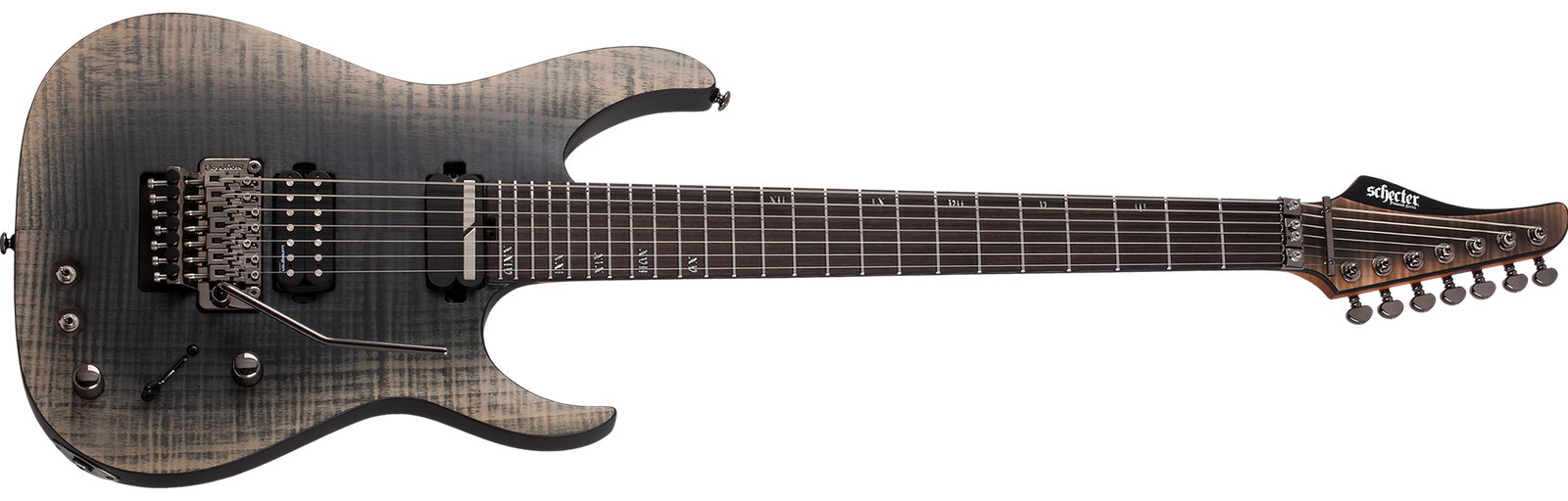 Schecter Banshee Mach-7 7-String FR-S Electric Guitar, Fallout Burst Finish 1413-SHC