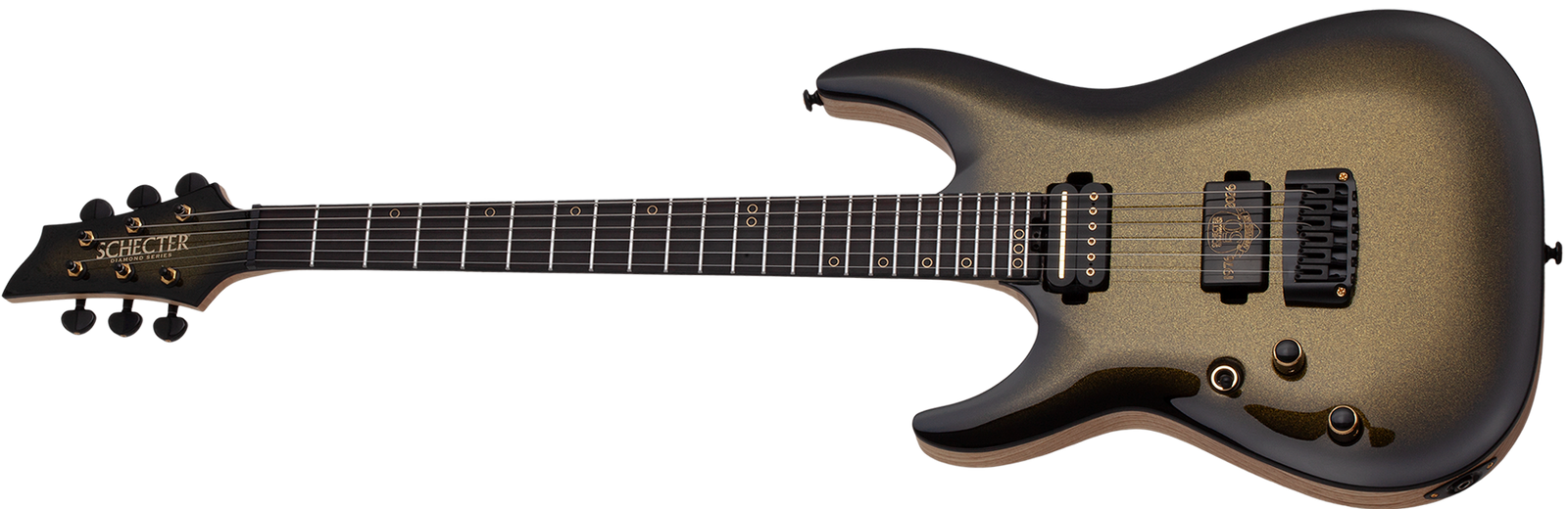 Schecter C-1 50th Anniversary Left-Handed Electric Guitar, Gold Burst 4139-SHC