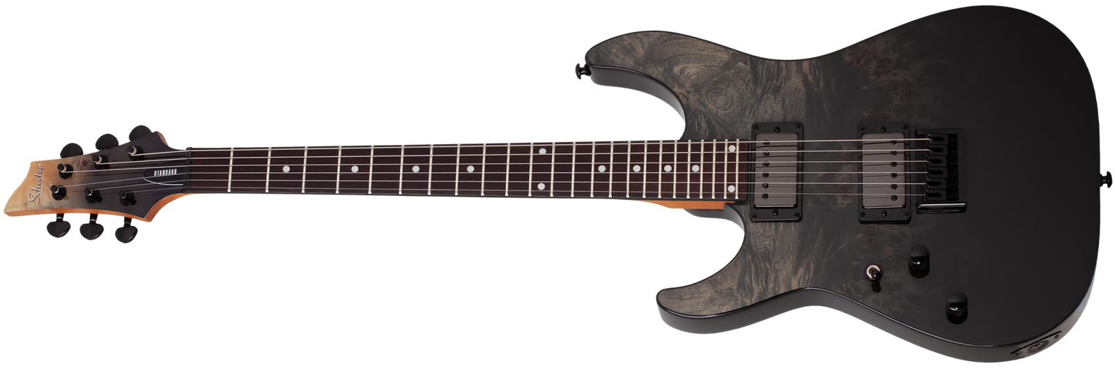 Schecter C-1 Standard Left-Handed Electric Guitar, Black Fade Burst Burl 3952-SHC
