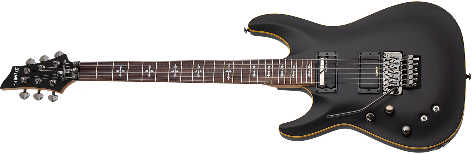 Schecter Demon-6 FR S Left-Handed Electric Guitar, Aged Black Satin 3670-SHC