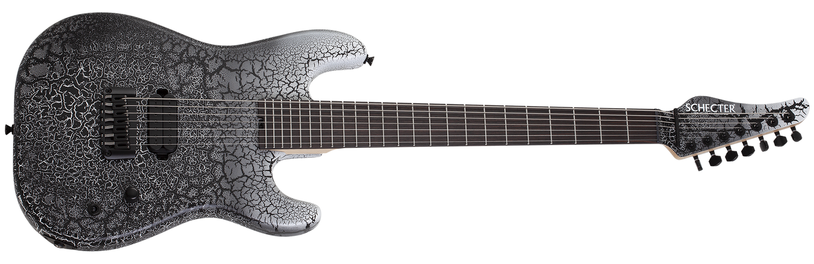 Schecter John Browne Zenith-7 USA Signature Electric Guitar with Case, Fracture White 7191-SHC