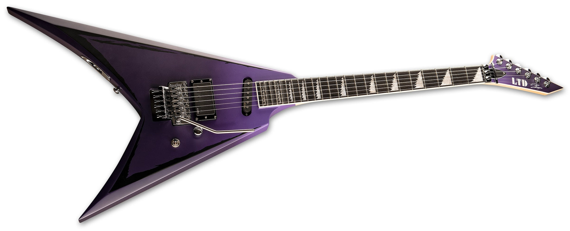 ESP LTD Alexi Ripped Electric Guitar, Purple Fade Satin W/ Ripped Pinstripes LALEXIRIPPED