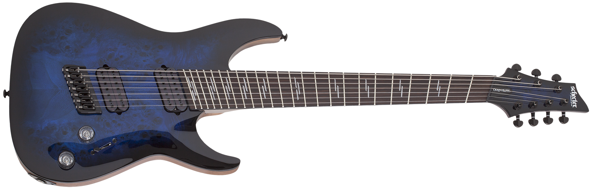 Schecter Omen Elite-7 Multiscale 7 String See-Thru Blue Burst 2464-SHC