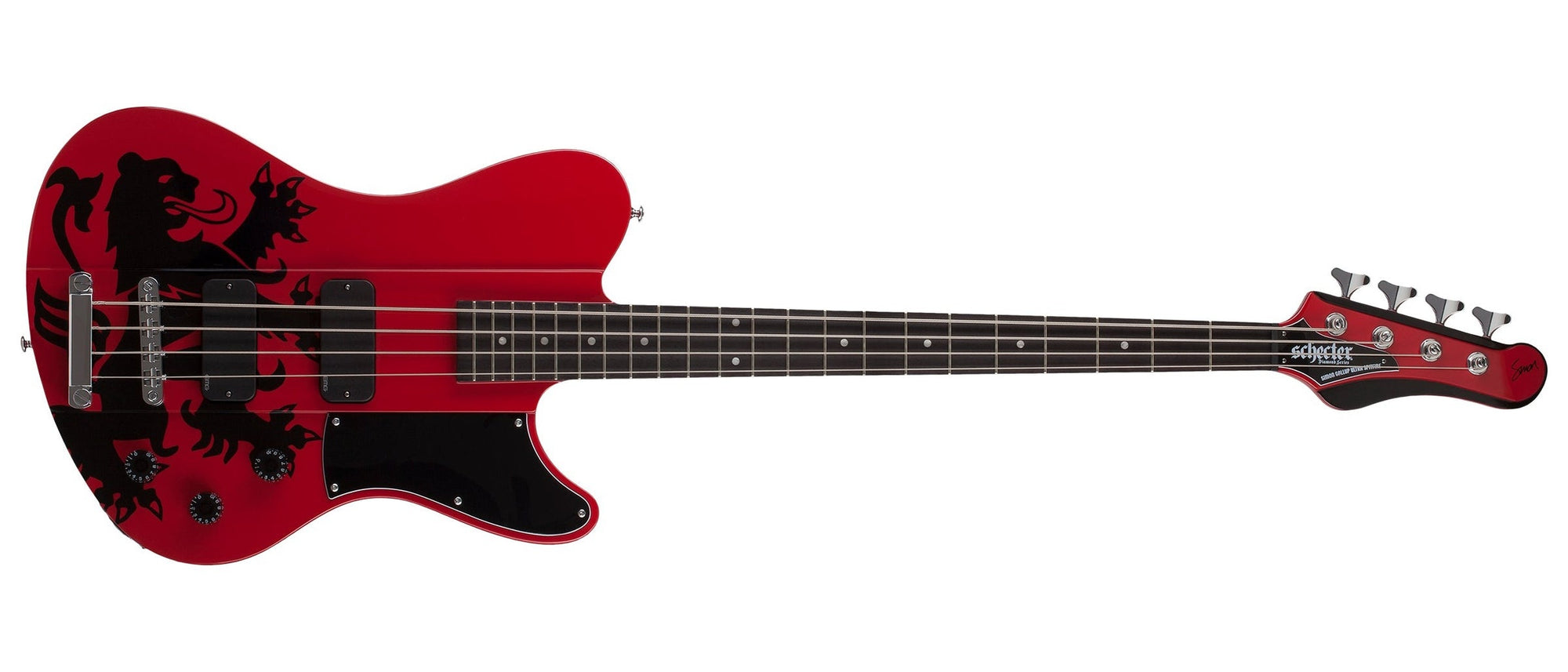 Schecter Simon Gallup Ultra Electric Bass, Red Black 2241-SHC