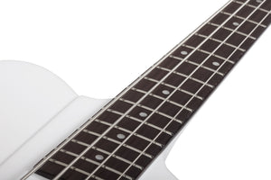 Schecter Simon Gallup Ultra Spitfire Electric Bass, Gloss White with Red Lion graphic 2254-SHC