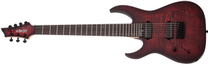 Schecter Sunset-7 Extreme 7 String Left Handed Electric Guitar, Satin Scarlet Burst 2577-SHC