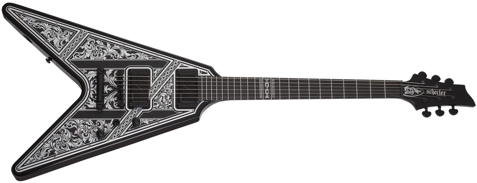 Schecter V-1 Przym Palladium Electric Guitar, Gloss Black 923-SHC