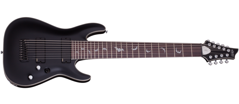 Schecter DAMIEN PLATINUM DAMIEN-PLAT-9-SBK Satin Black 9 String Guitar with EMG 909 Pickups 1193-SHC