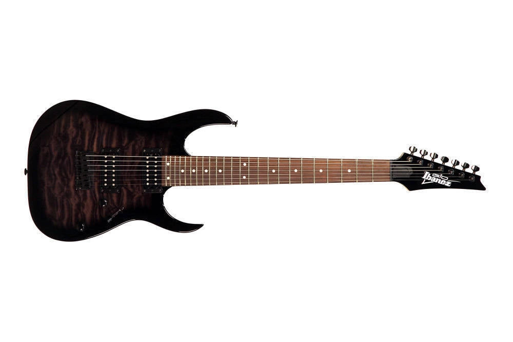 Ibanez GRG7221QATKS Gio Series 7 String Electric Guitar - Transparent Black