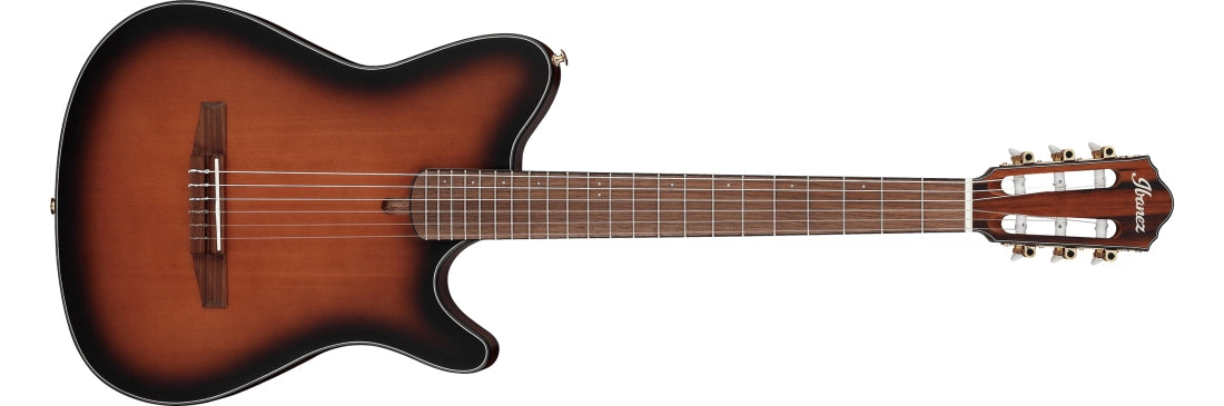 Ibanez FRH10NBSF Nylon String Acoustic/Electric Guitar - Brown Sunburst Flat