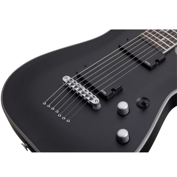 Schecter 7-string Solidbody Electric Guitar with Mahogany Body, 3-pc Maple  Neck, Rosewood, Satin Black 1185-SHC