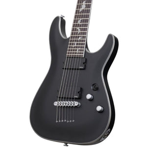 Schecter 7-string Solidbody Electric Guitar with Mahogany Body, 3-pc Maple Neck, Rosewood, Satin Black 1185-SHC