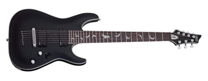 Schecter 7-string Solidbody Electric Guitar w/ Mahogany Body, 3-pc Maple Neck, Rosewood, Satin Black 1185-SHC
