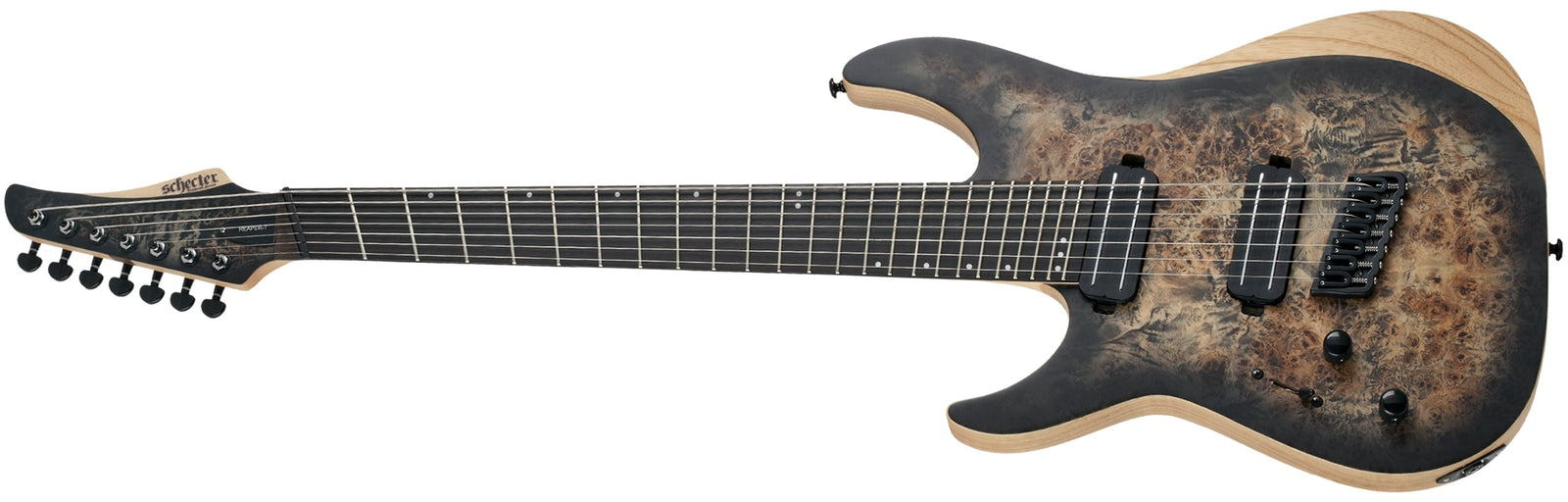 Schecter Reaper-7 Multiscale Left Handed Guitar-Satin Charcoal Burst 1515-SHC - The Guitar World