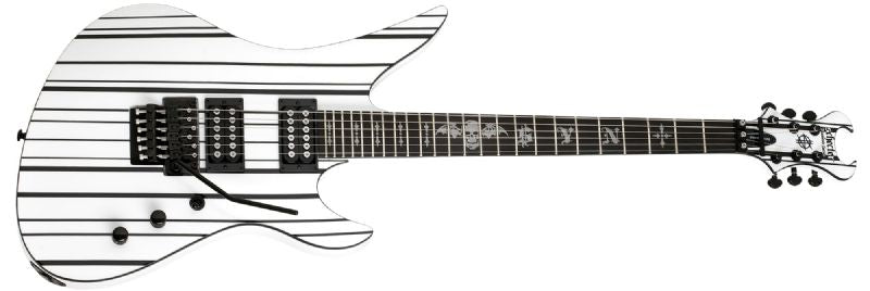 Schecter Synyster Standard Electric Guitar, Gloss White w/Black Pinstripes 1746-SHC