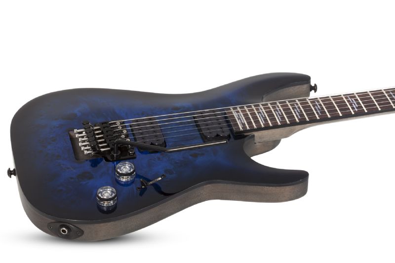 Schecter Omen Elite-6 Floyd Rose Electric Guitar, See-Thru Blue