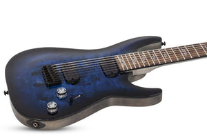Schecter Omen Elite-7 7-String Electric Guitar, See-Thru Blue Burst 2458-SHC