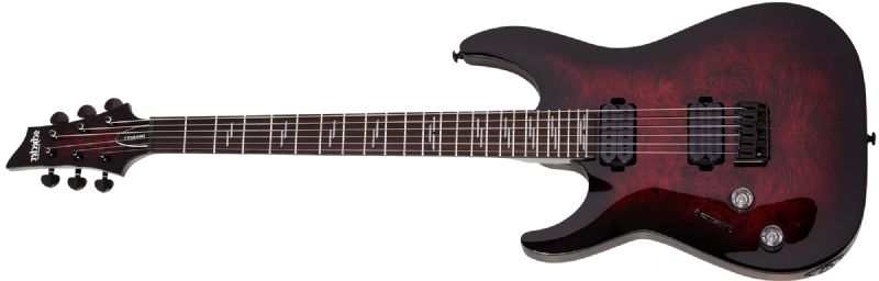 Schecter Omen Elite-6 Left-Handed Electric Guitar, Black Cherry Burst 2459-SHC