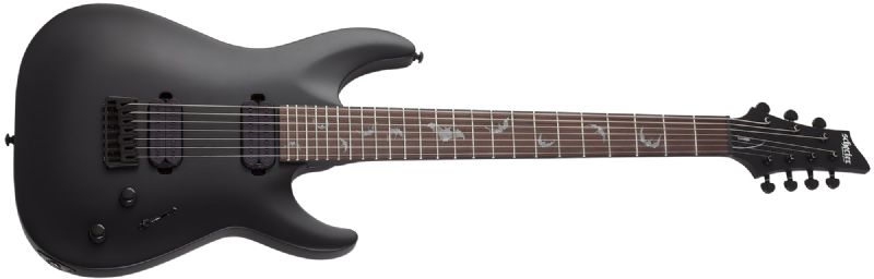 Schecter Damien-7 7-String Electric Guitar, Satin Black 2472-SHC