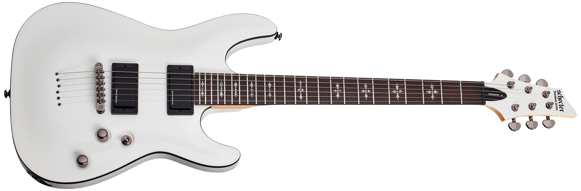 Schecter DEMON-6-VWHT Vintage White Guitar with Duncan Designed HB 105 3244-SHC - The Guitar World
