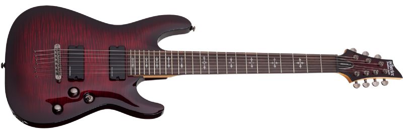 Schecter Demon-7 Flamed Maple Top In Crimson Red Burst 3249-SHC - The Guitar World