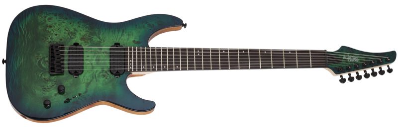 Schecter C-7 Pro 7-String Electric Guitar in Aqua Burst 3638-SHC - The Guitar World