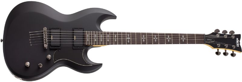 Schecter 6 String Solid-Body Electric Guitar, Aged Black Satin Item 3664-SHC