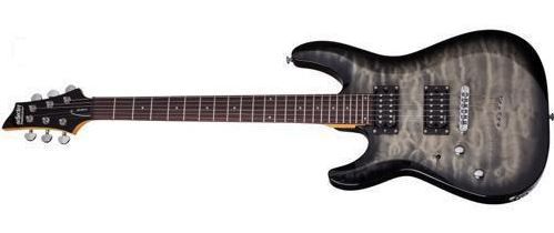 Schecter Left Hand C-6 Plus Solid-Body Electric Guitar, Charcoal Burst Item 448-SHC