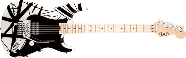 ギター EVH Striped White with Black Stripes EVH Stripe Series Electric Guitar in White and Black - The Guitar