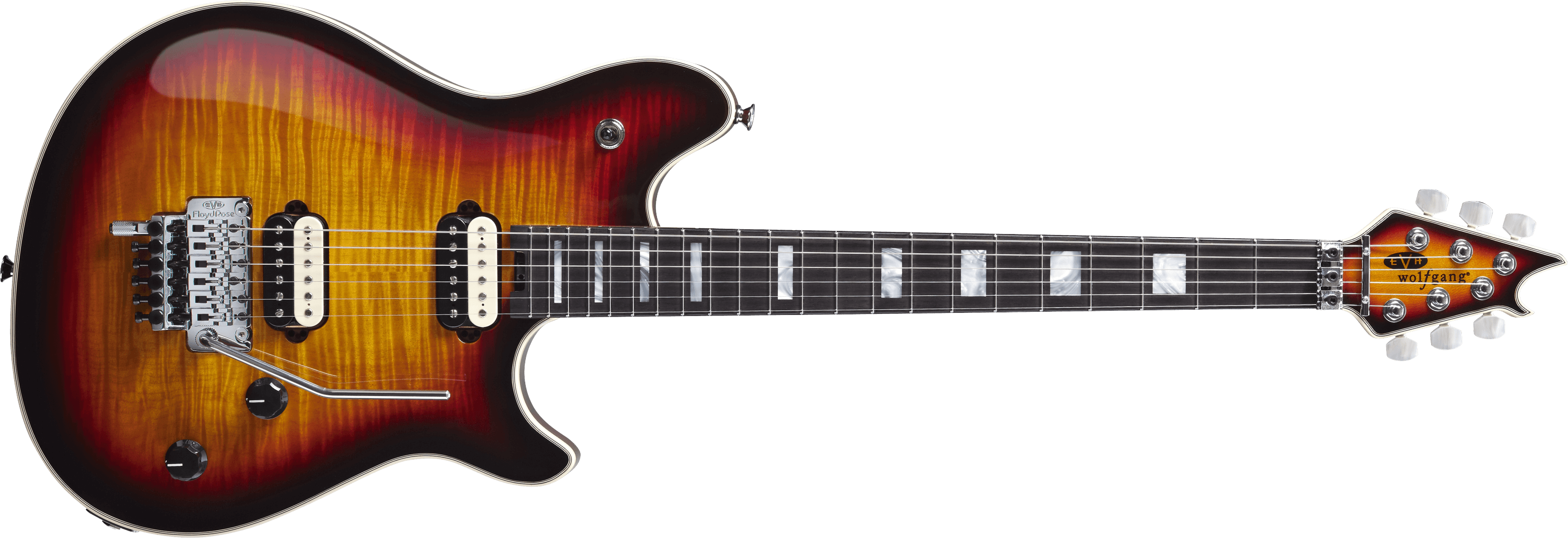 EVH Wolfgang USA with Ebony Fingerboard and 5A Flame Top in 3-Tone