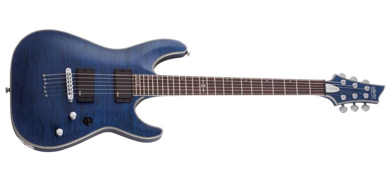 Schecter C-1 Platinum Electric Guitar, See-thru Midnight Blue 779-SHC