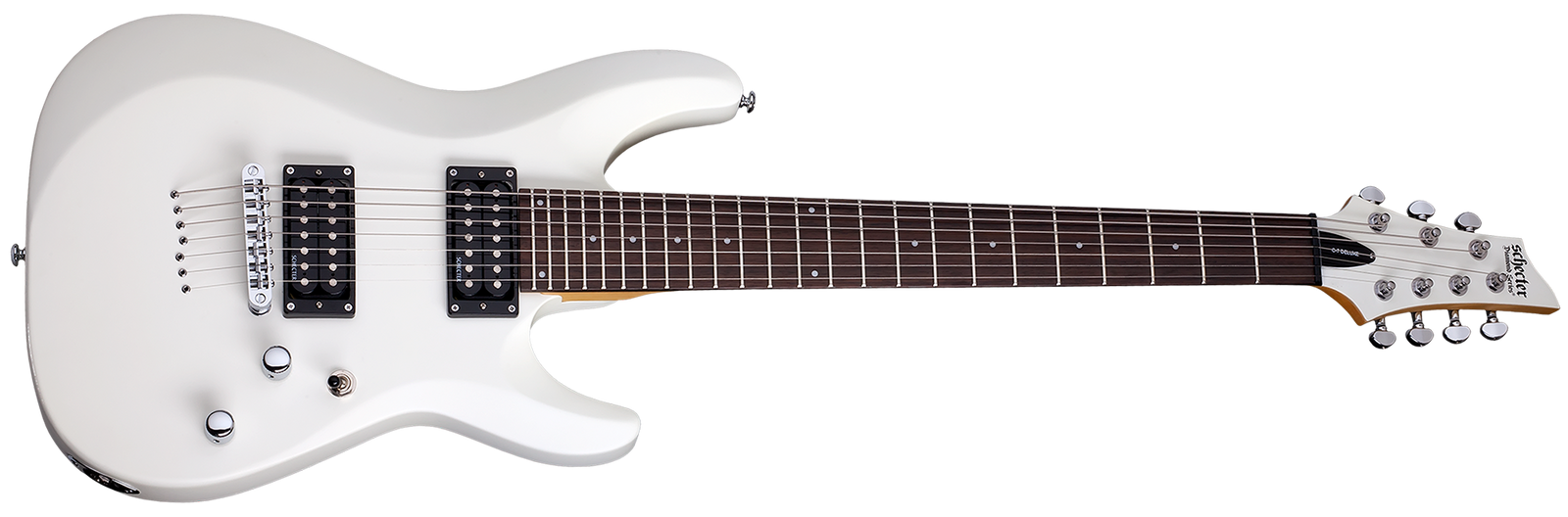 Schecter DELUXE Satin White 7-String Solid-Body Electric Guitar, Satin White 438-SHC