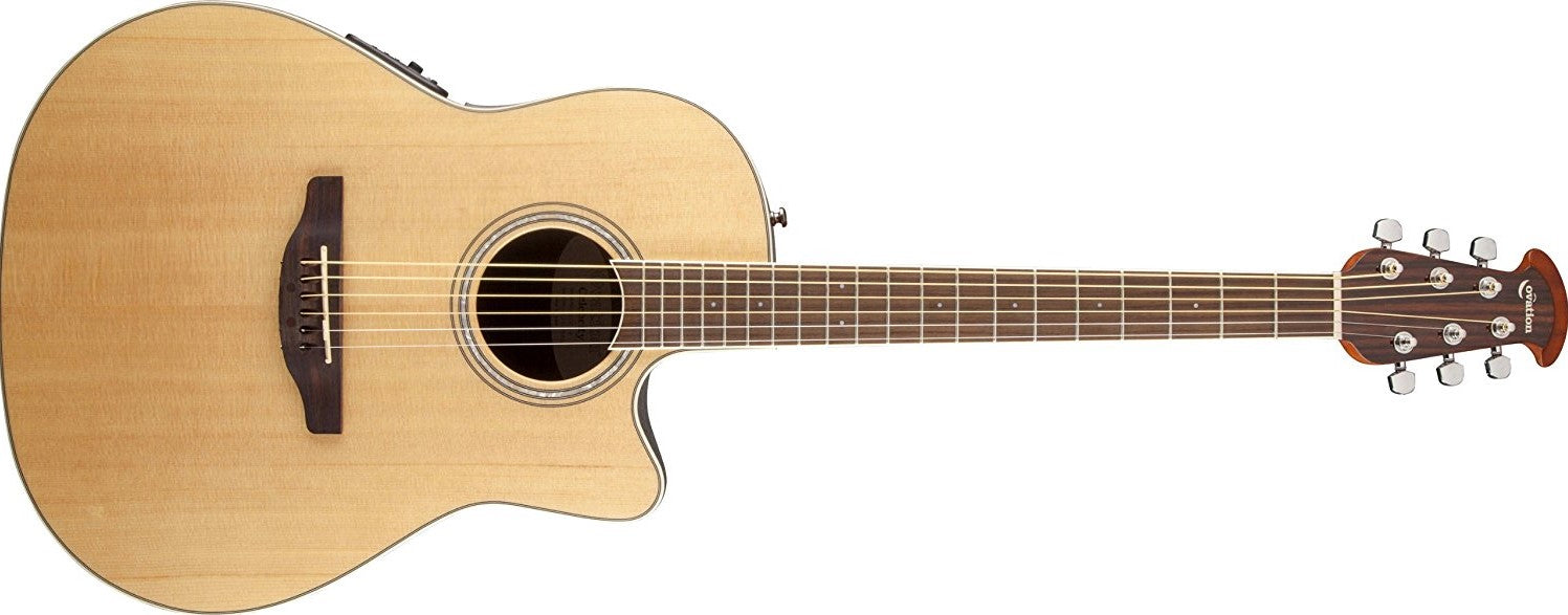 Ovation Nylon Cedar Top Mid Depth Acoustic Electric Guitar Natural CS24C-4 - The Guitar World