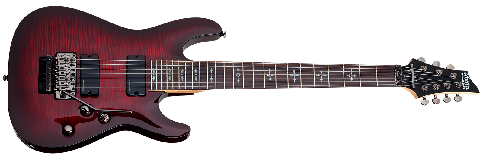 Schecter Demon-7 FR Crimson Red Burst CRB SKU 3260 - The Guitar World