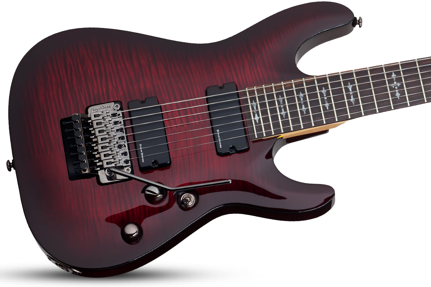 Schecter Demon-7 FR Crimson Red Burst CRB SKU 3260 - The Guitar World