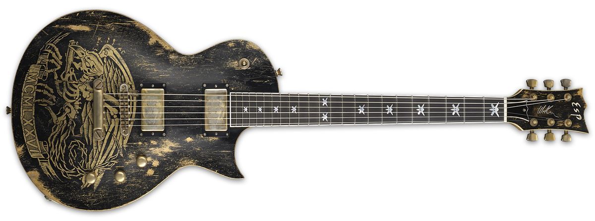 ESP Will Adler Warbird Signature Series Electric Guitar with Distressed Black Finish EWILLWARBIRDDB - The Guitar World
