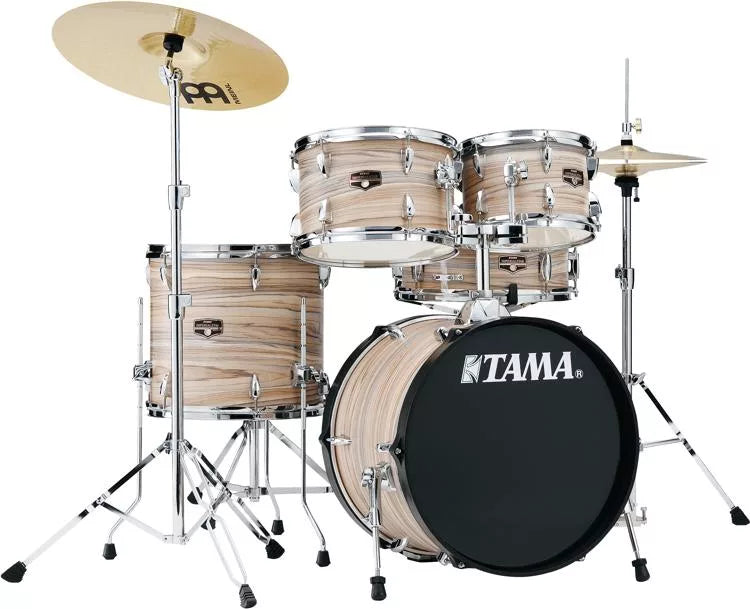 TAMA Imperialstar 5-piece complete kit with 18 inch bass drum in Natural Zebrawood Wrap