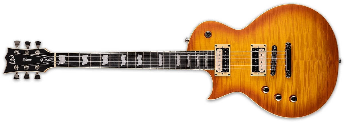 ESP LTD Fluence Left-handed Electric Guitar, Honey Burst Satin LEC1000TFMHBSFLH - The Guitar World