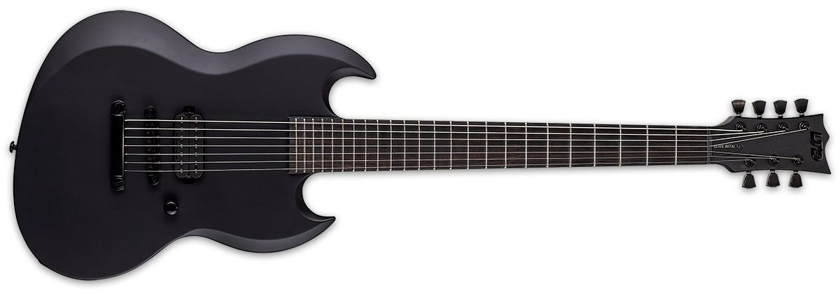 ESP LTD Viper-7 Baritone Black Metal Electric Guitar - Black Satin LVIPER7BBKMBLKS - The Guitar World