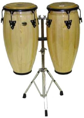 Mano Percussion Natural Double Conga Set 10 & 11 inch with Stand MP1601-NA - The Guitar World