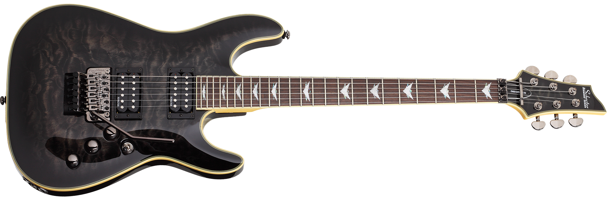 Schecter Omen Extreme-FR in See-Thru Black STBLK SKU 2027 - The Schecter Omen Extreme-FR in See-Thru Black STBLK SKU 2027 - The